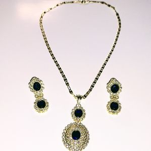 Gold-plated CZ/Sapphire Jewelry Set